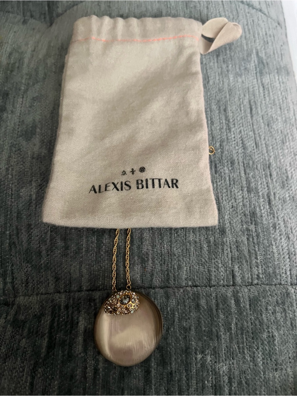 Alexis Bittar Gold and Cream Round Pendant Necklace